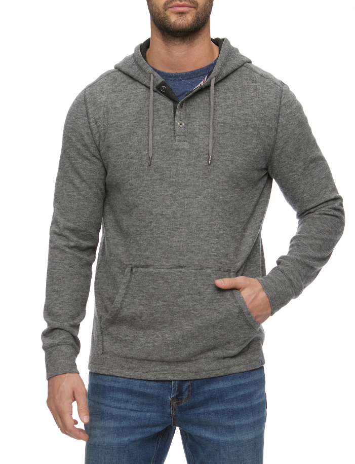 Hero Heathered Long Sleeve Henley Hoodie