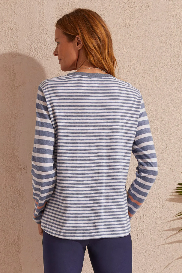 COTTON LONG SLEEVE TOP WITH CURVED HEM by Tribal