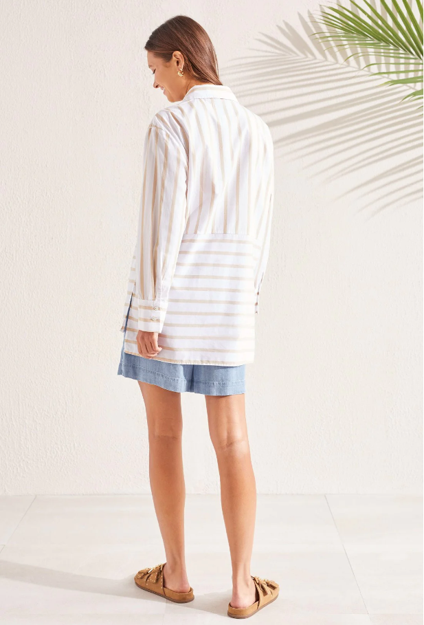 STRIPED COTTON BUTTON-UP SHIRT by TRIBAL