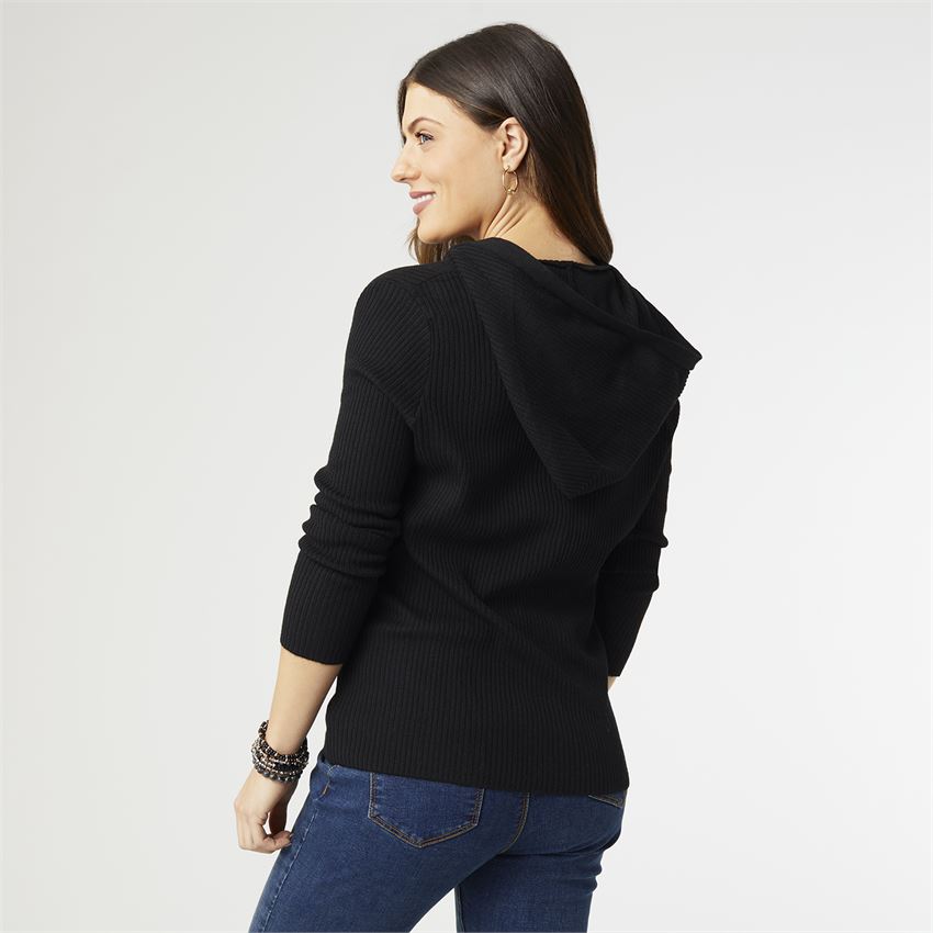 Brinley Hooded Ribbed Sweater