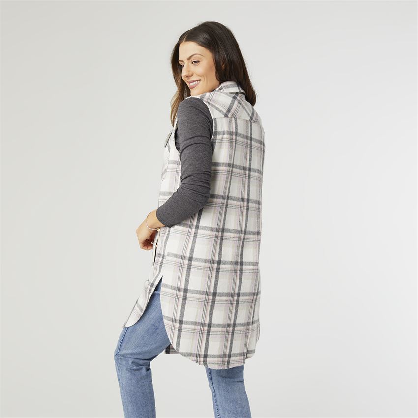 Liv Long Plaid Vest with Pockets