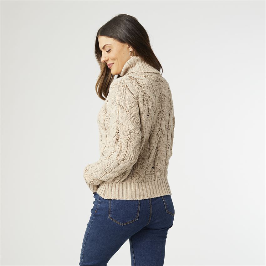 Viola Cable Knit Turtleneck Sweater