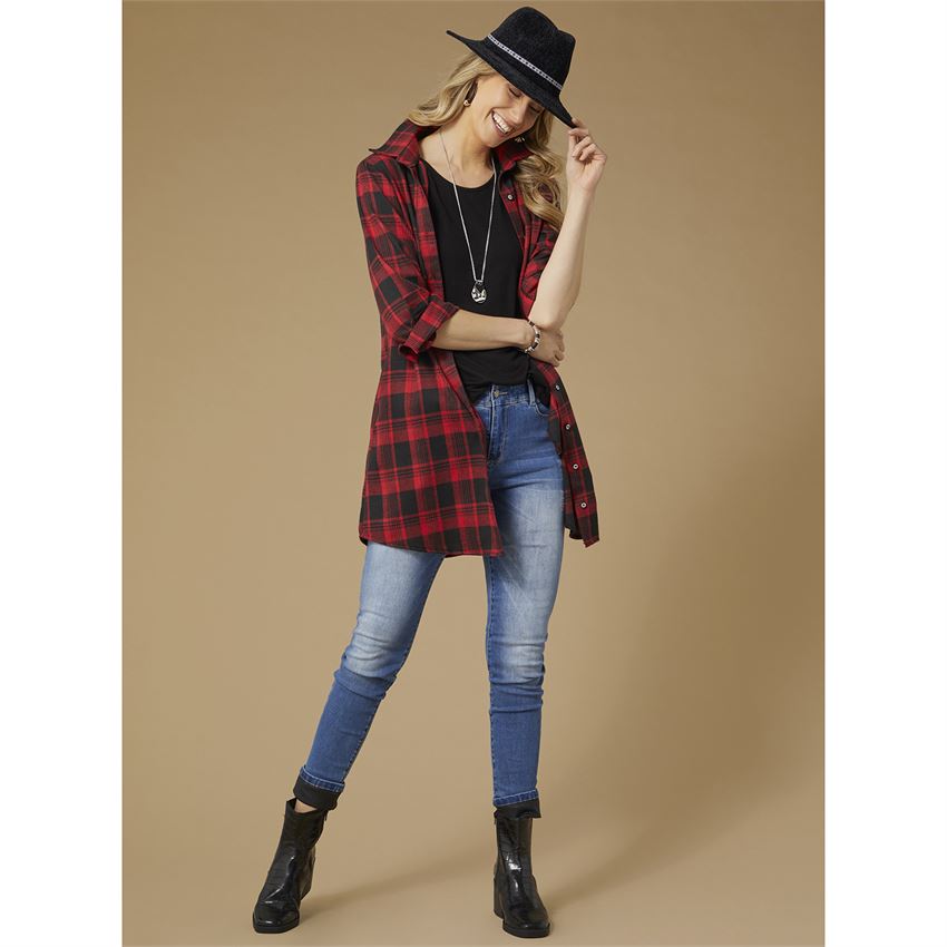 Joy Plaid Button Front Tunic Dress