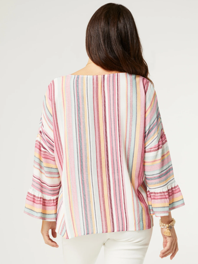 MILLICENT V-NECK RUFFLE SLEEVE TOP