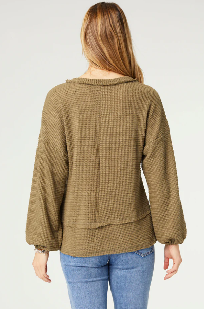Monroe V-Neck Soft Waffle Top