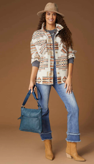 Carrina Aztec Print Shacket with Pockets