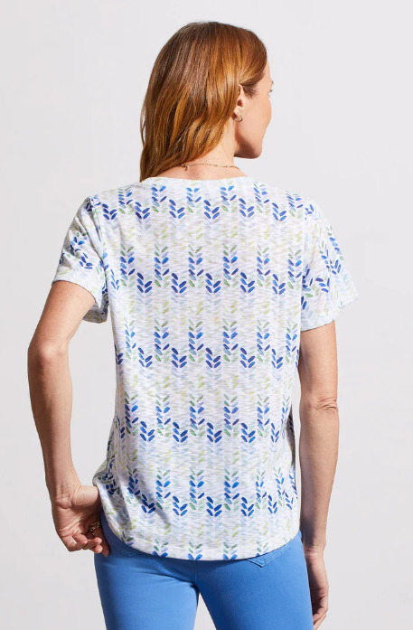 Women’s Flutter Sleeve U-Neck Top – Flowy Printed Knit Blouse | Tribal