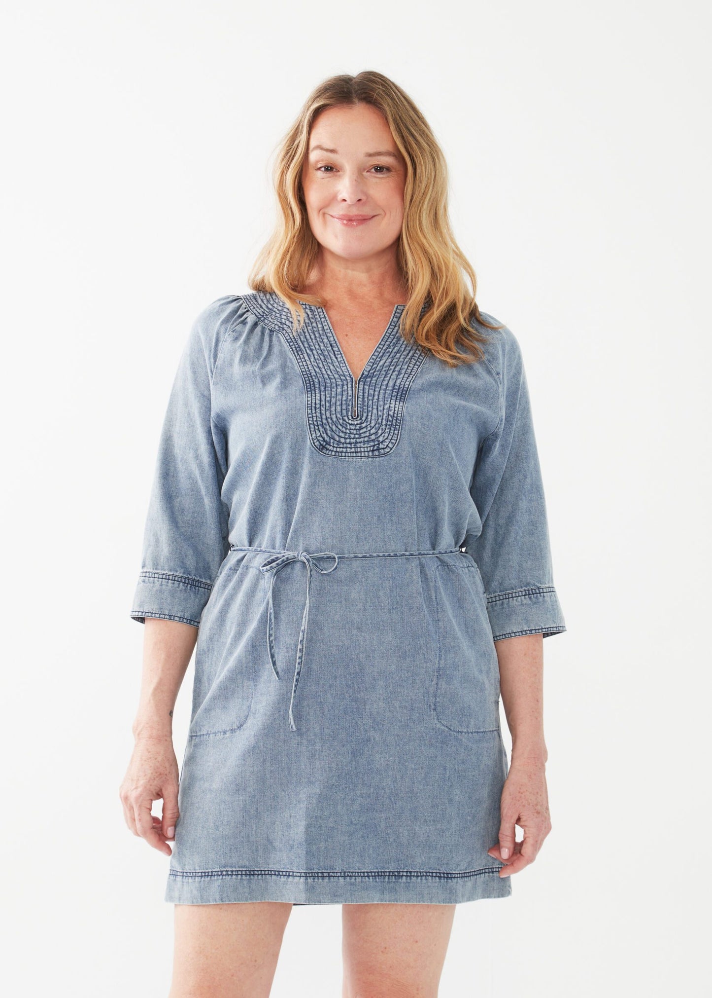 Lyocell Chambray Kaftan Dress by FDJ