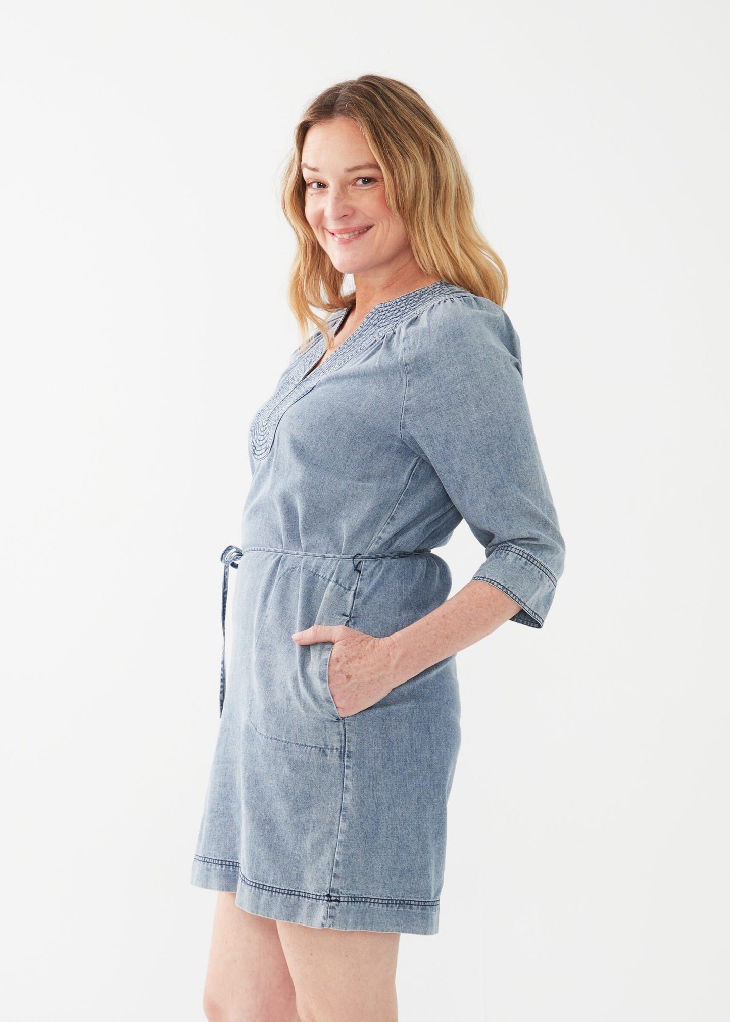 Lyocell Chambray Kaftan Dress by FDJ