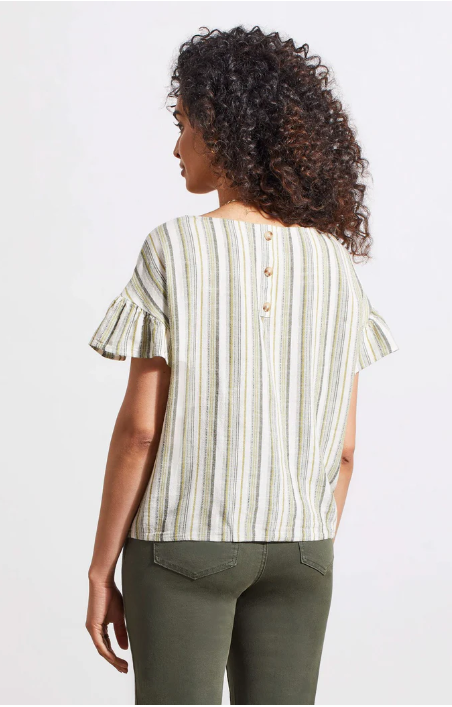 TIE-FRONT BLOUSE WITH FRILLED SLEEVE
