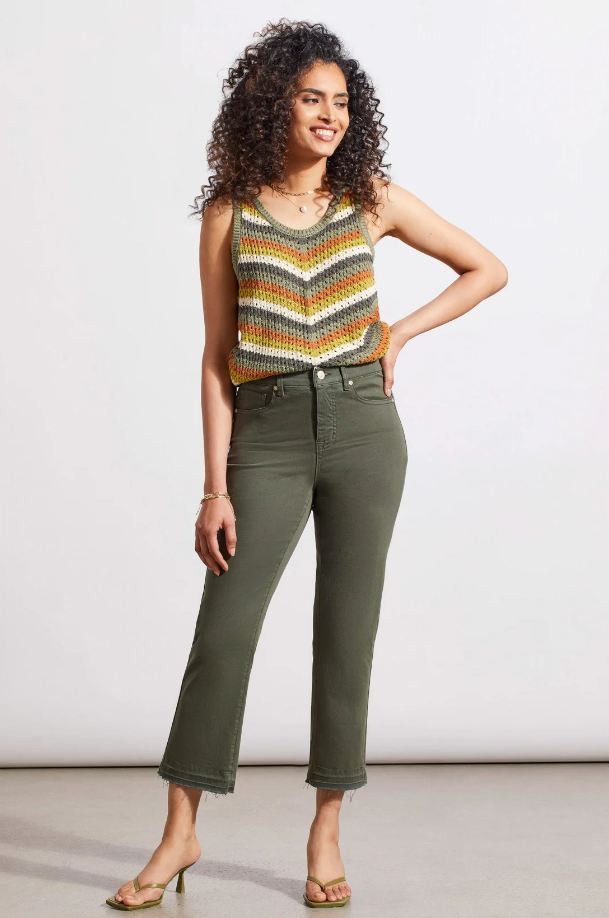 SOPHIA CURVY 25 INCH FLARED JEANS WITH DISTRESSED HEM