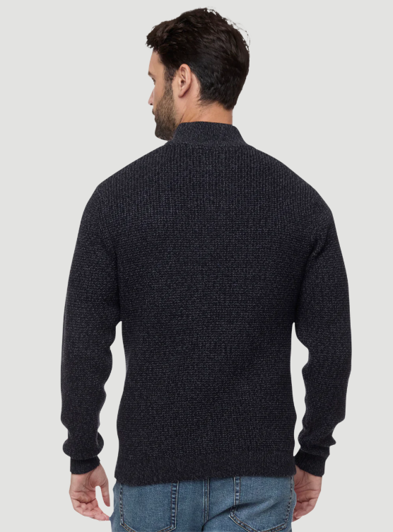 MENS DENVER 1/4 COOLING BUTTON MOCK NECK SWEATER BLACK