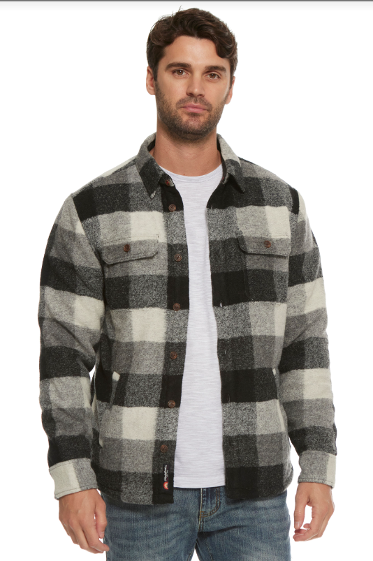 CRANSTON SHERPA LINED BOX PLAID SHIRT JACKET