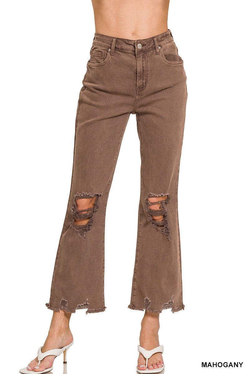 Straight Legged High Waist Acid Washed Pants