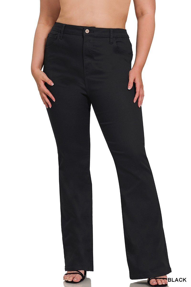 PLUS HIGH-RISE BOOTCUT COLOR DENIM PANTS