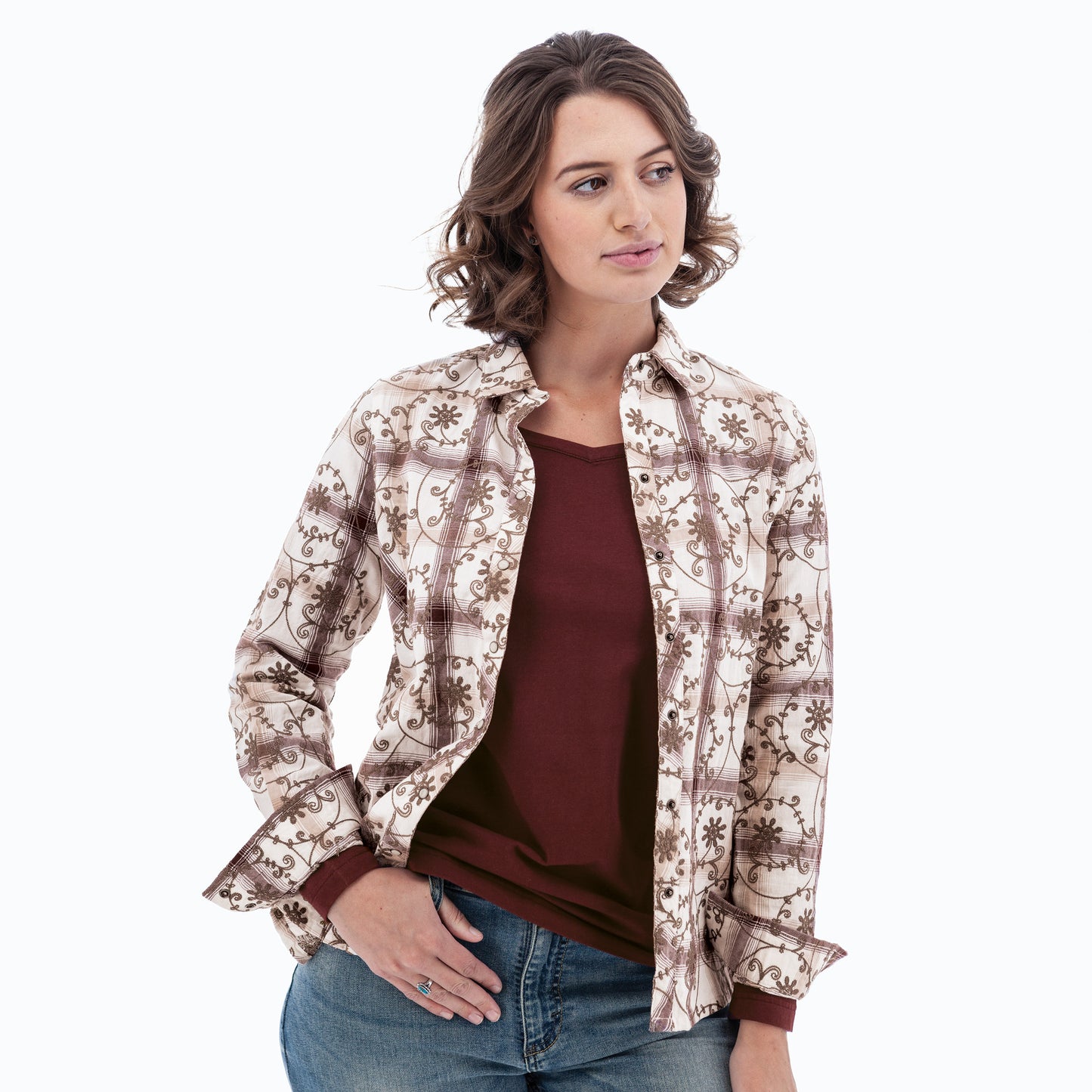 Jordyn Organic Embroidered Snap Shirt