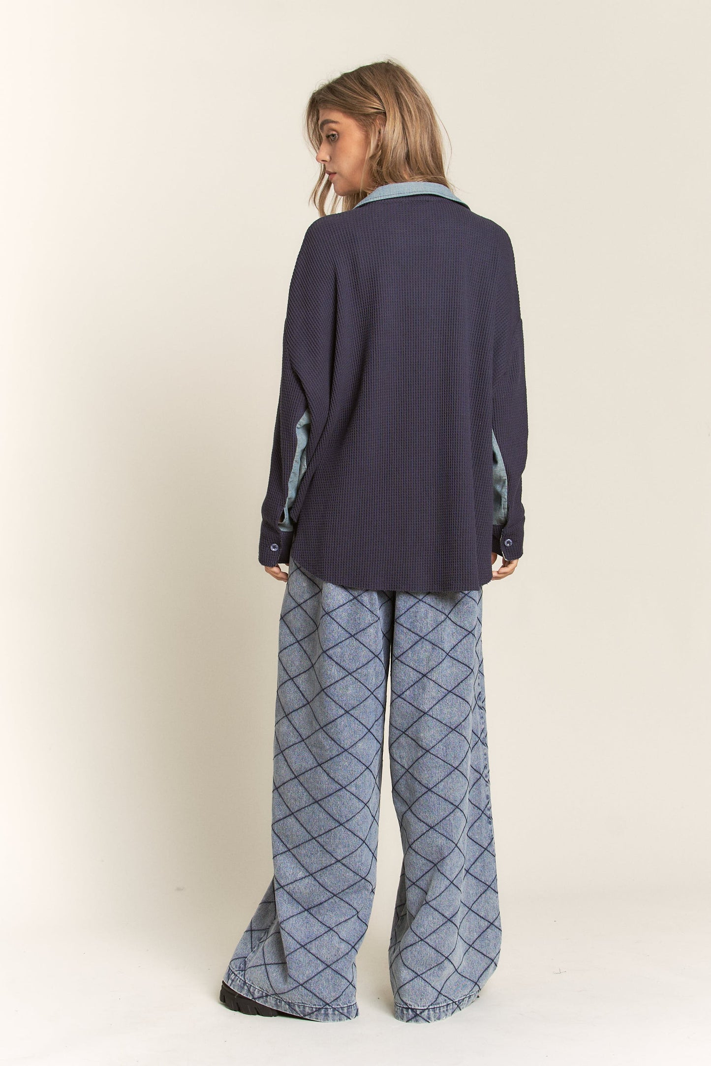 Tunic Button Down Collared Long Sleeve Top
