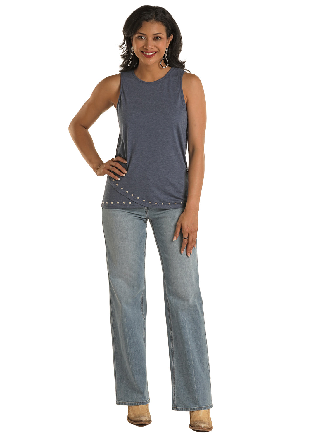 Panhandle Ladies Tulip Hem Tank Navy