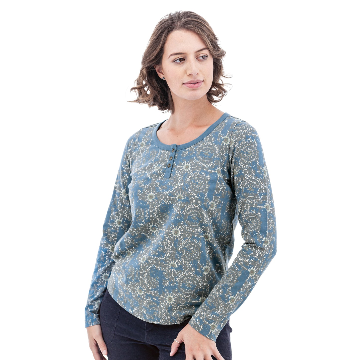 Skyla Organic Print Henley