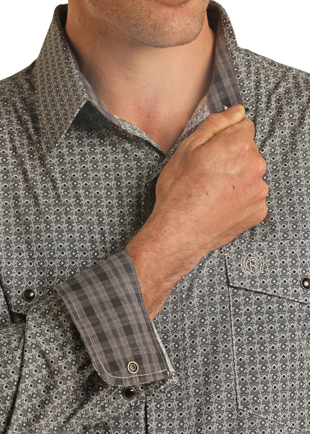 Rock & Roll: Long Sleeve 1 Pocket Ditsy Geo Bd