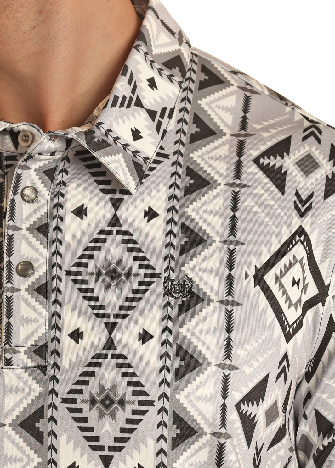 MEN'S SHORT SLEEVE AZTEC STRIPE SNAP KNIT POLO BY PANHANDLE