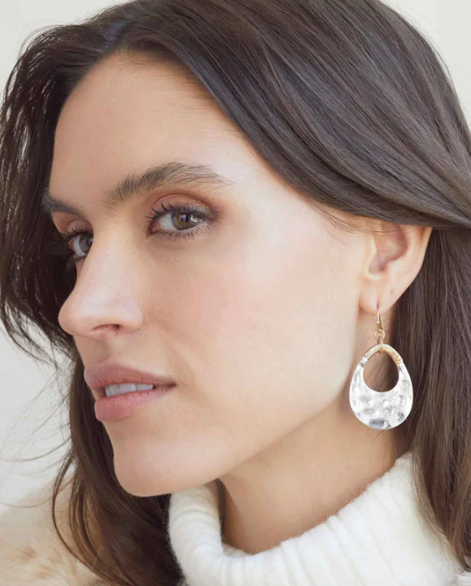 Mixed Metal Hammered Hoop Earring