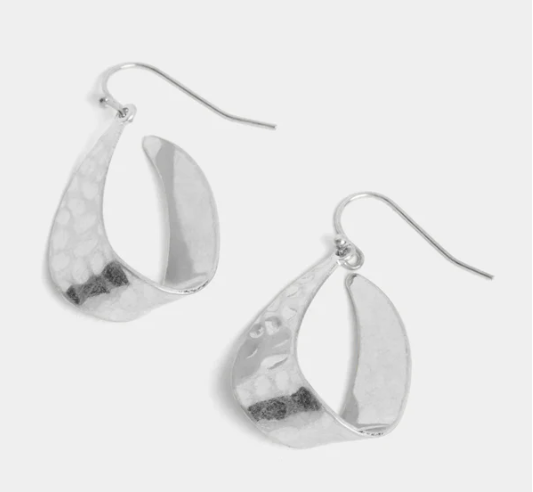 Flat Hammered Teardrop Earring