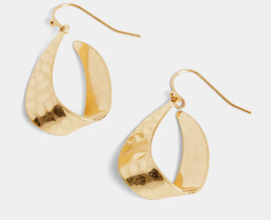 Flat Hammered Teardrop Earring