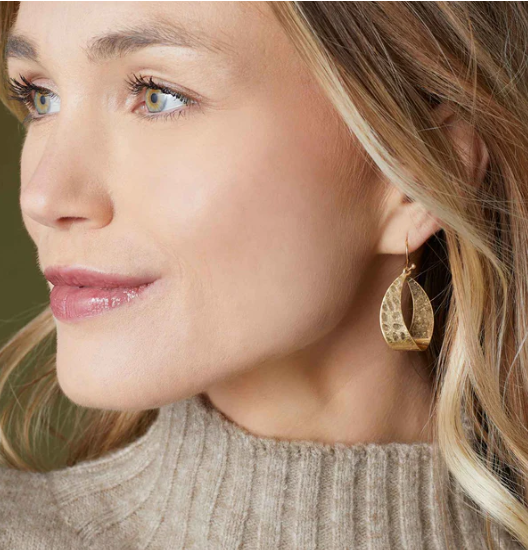 Flat Hammered Teardrop Earring