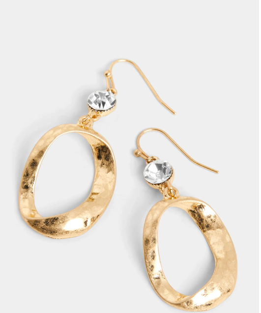 Hammered Twisted Oval Earring