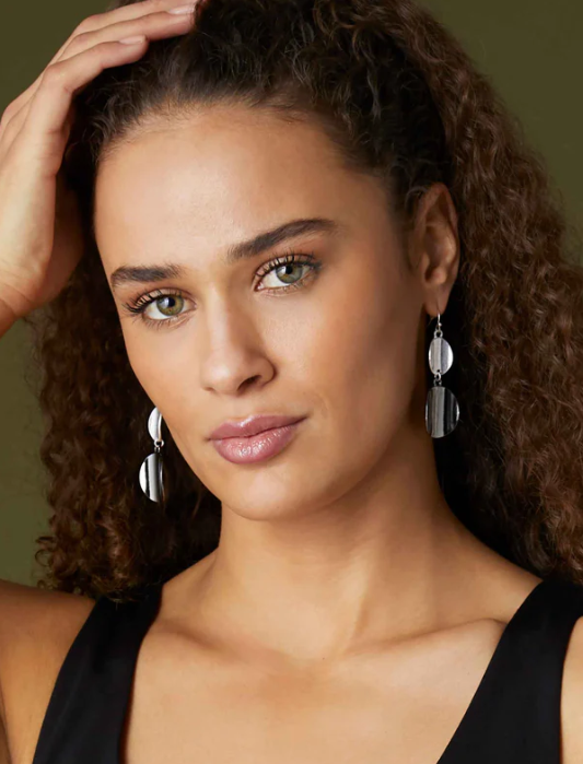 Mixed Metal Folded Coin Dangle Earring