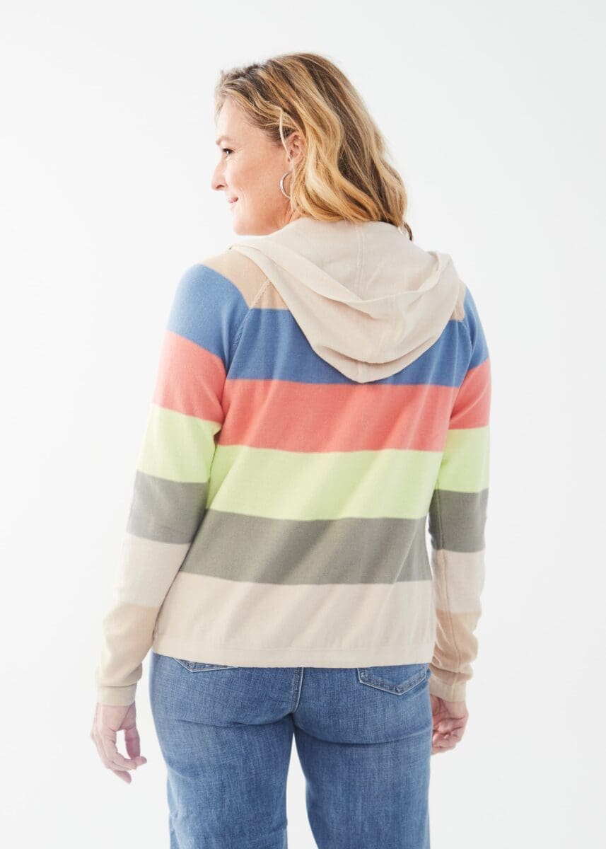 Cotton Striped Hooded Cardigan