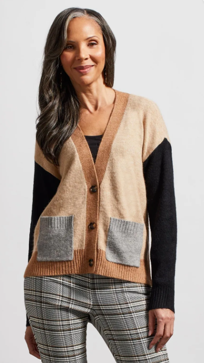 COLOR BLOCK SWEATER CARDIGAN