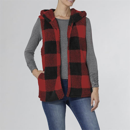 Nancy Soft Plaid Hooded Vest