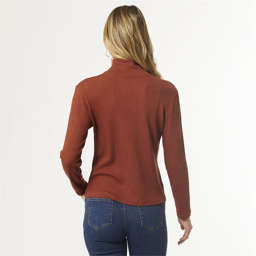 Hazel Long Sleeve Ribbed Mock Neck Top