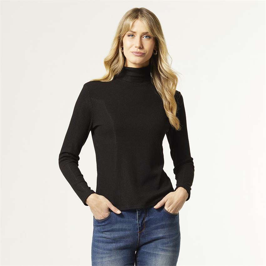 Hazel Long Sleeve Ribbed Mock Neck Top