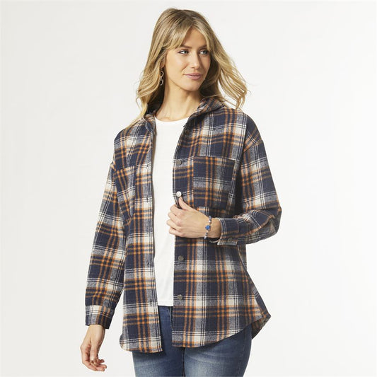 Rumi Hooded Button-Up Top