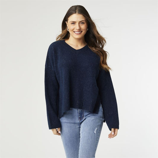 Emery V-Neck Sweater with Lurex