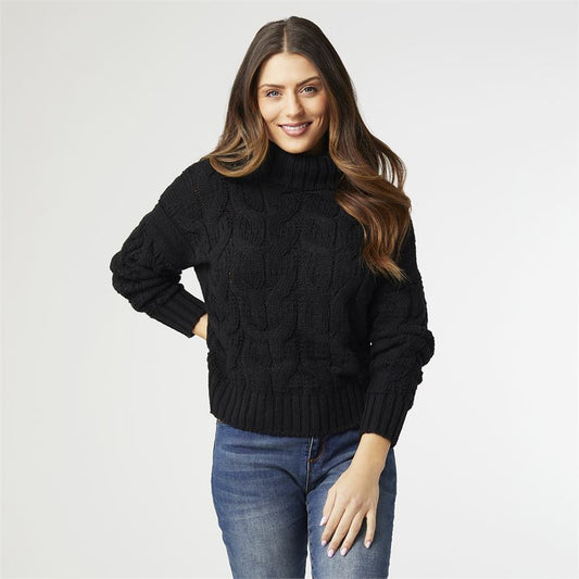 Viola Cable Knit Turtleneck Sweater