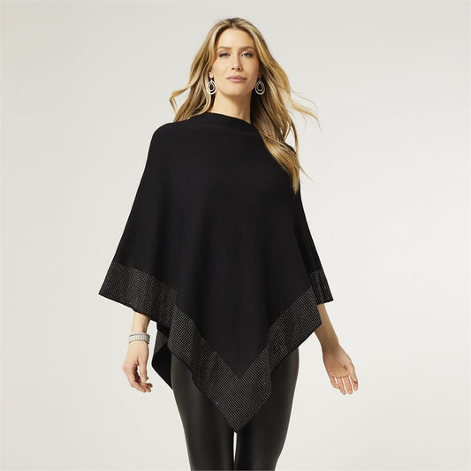 Tova Rhinestone Trim Poncho