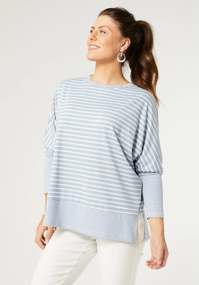 CALLA STRIPED DOLMAN TOP