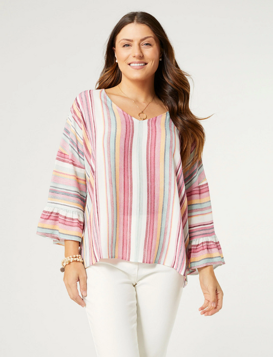 MILLICENT V-NECK RUFFLE SLEEVE TOP