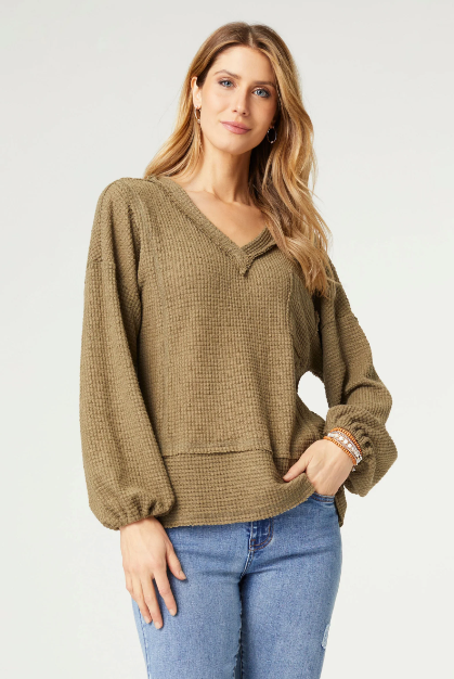 Monroe V-Neck Soft Waffle Top