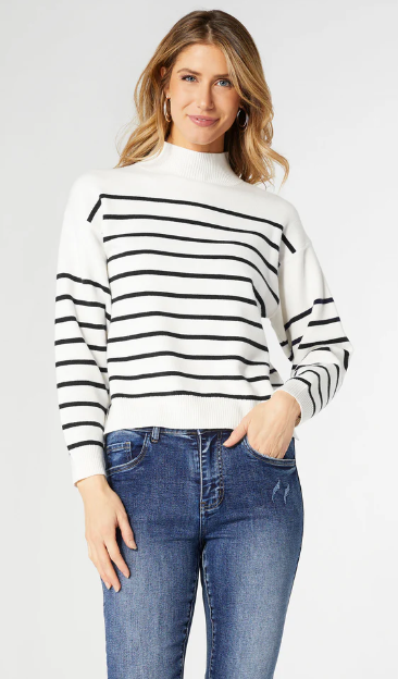 Neve Stripe Mock Neck Sweater