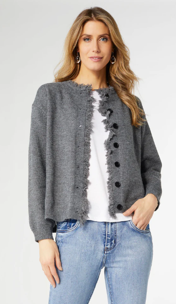 Celleste Button Front Cardigan with Fringe