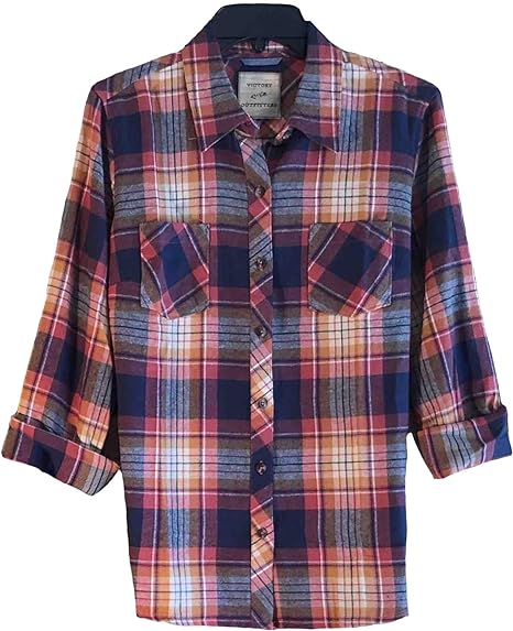 Victory Outfitters Ladies' Plaid Flannel Button Up Shirt w/Two Chest Pockets