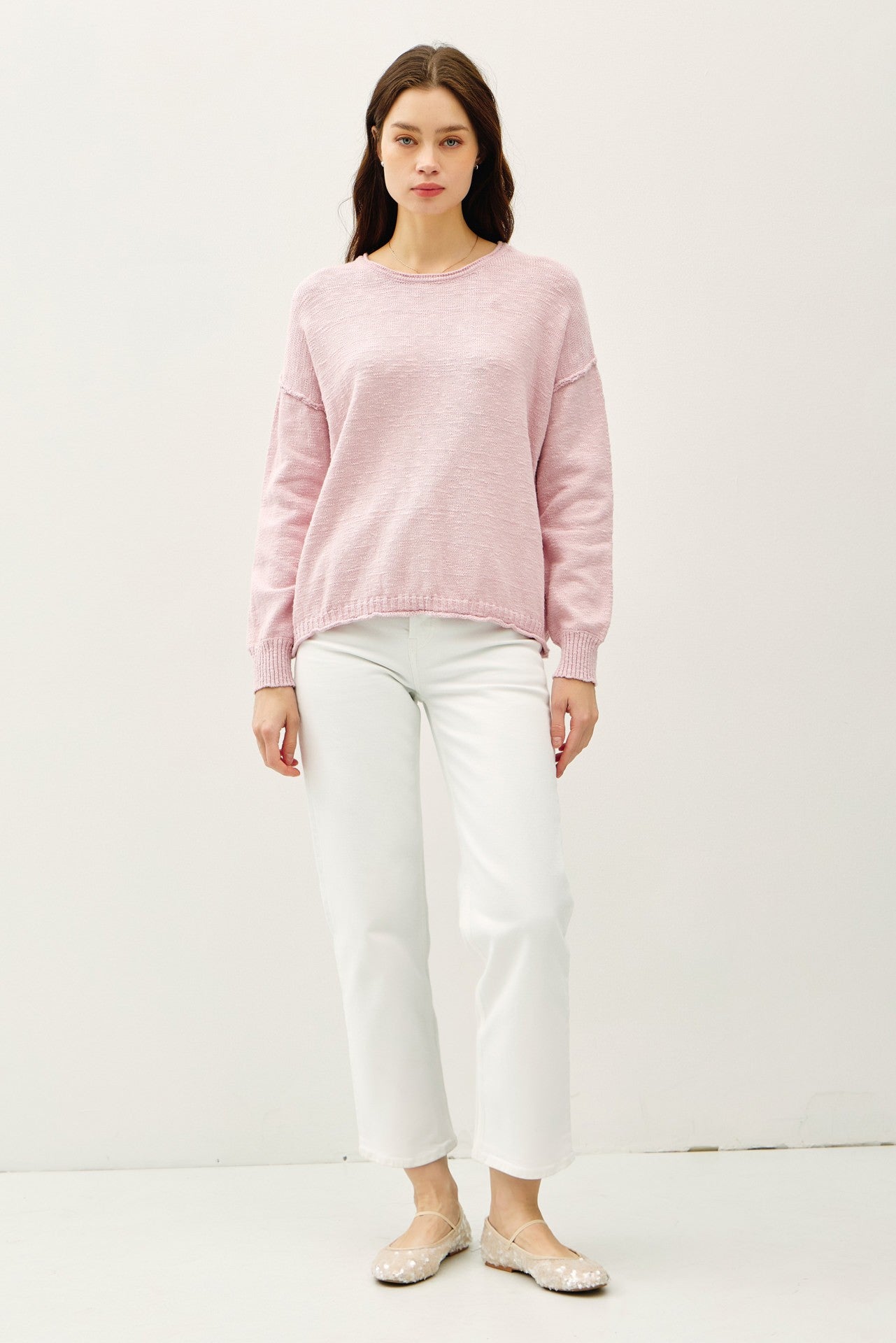 Inside Out Drop Shoulder Pullover Sweater
