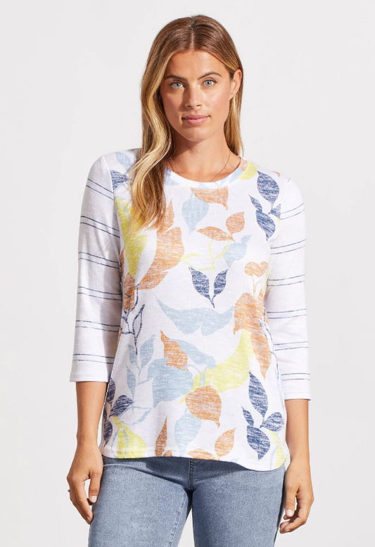 3/4 SLEEVE MIXED PRINT TOP by TRIBAL