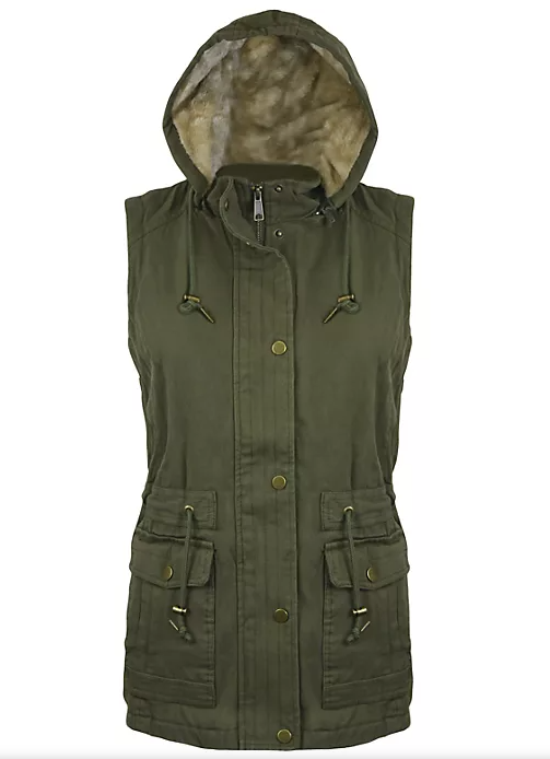 Ladies' Canvas Utility Vest Inner Sherpa Removable Hood