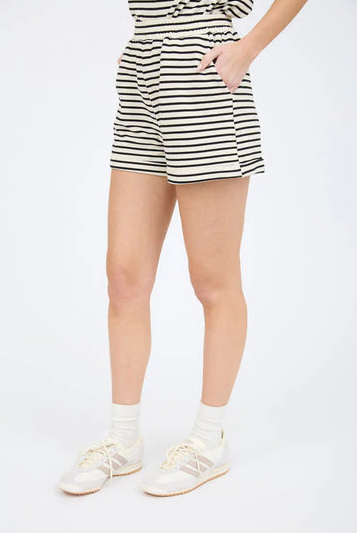 Stripe Elastic Waist Knit Mini Shorts